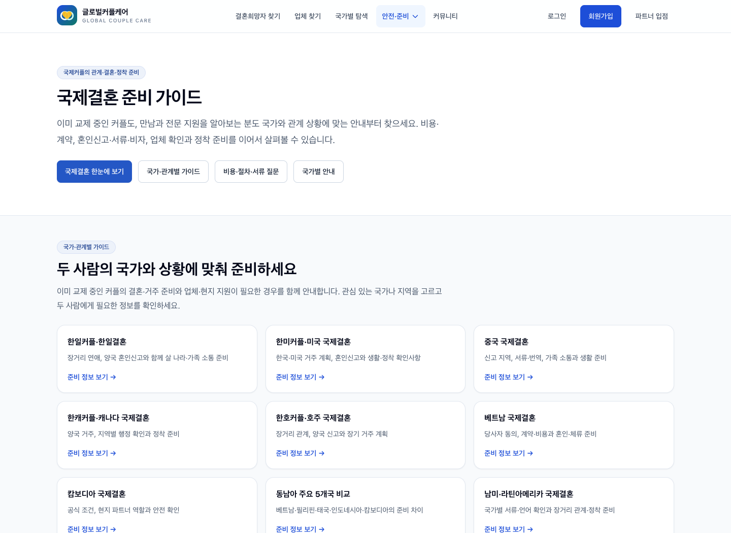 국가·관계별 공개 가이드 실제 화면